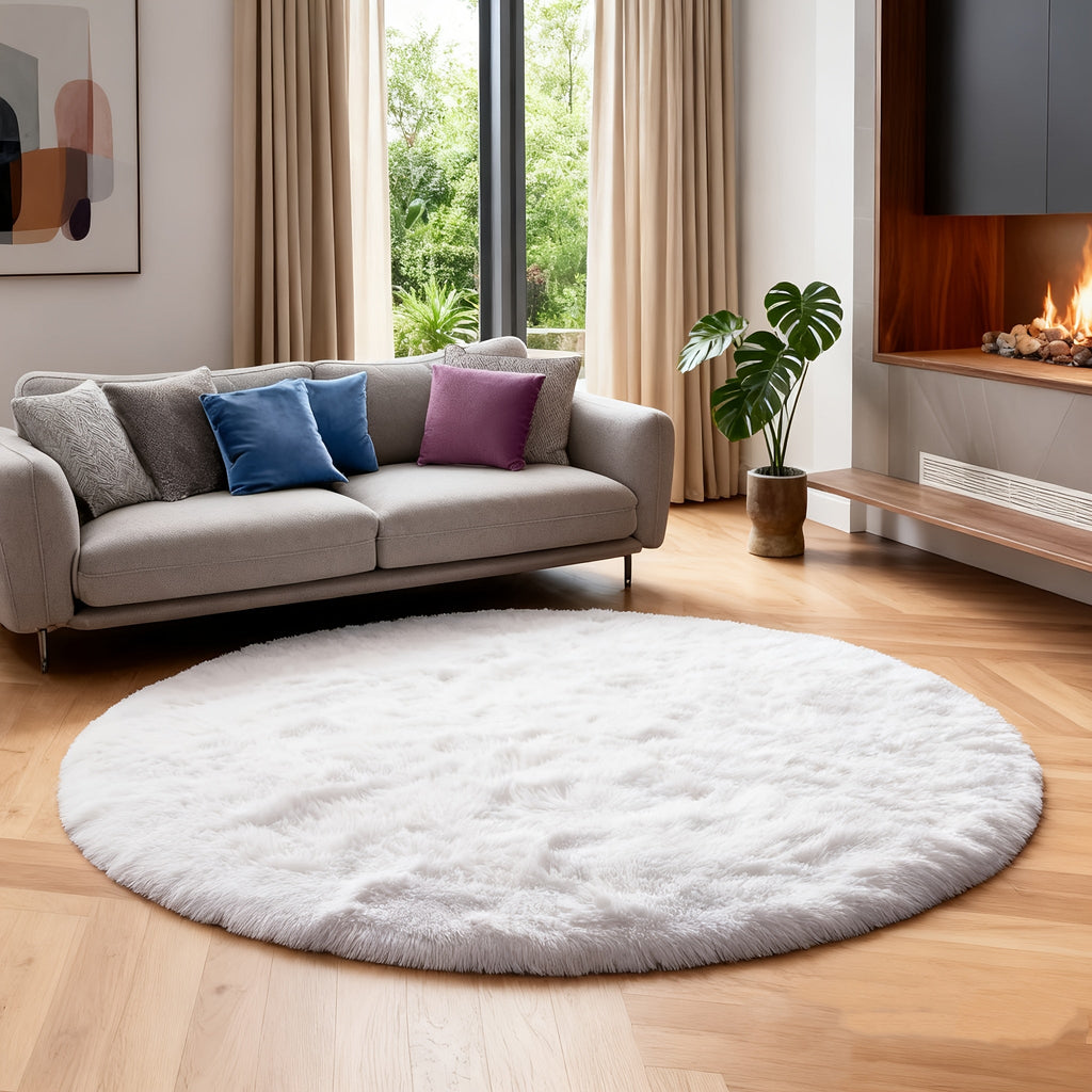 Round Area Rug Soft Shaggy Plush Circle Rug Non-Slip Indoor Floor Mat for Living Room Bedroom Dorm Tie Dye Rainbow Multi-Color Multi-Size