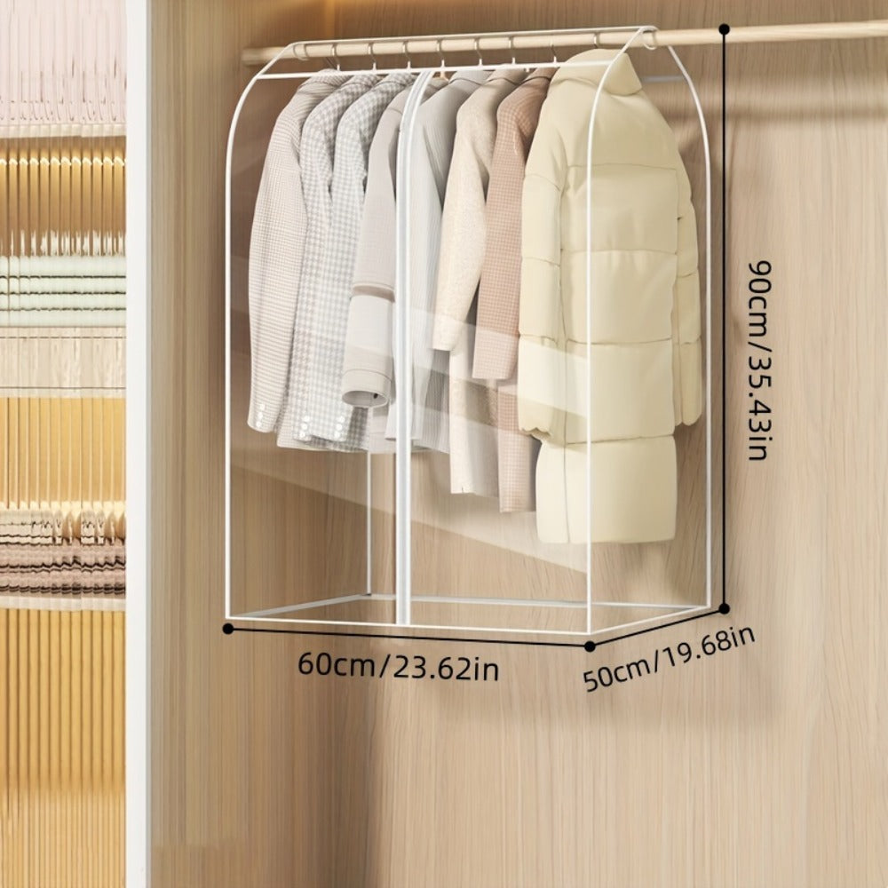 Clear Hanging Garment Bag PVC Zipper Dustproof Closet Organizer for Coats Suits Dresses - Transparent Wardrobe Protector Storage Cover Multiple Sizes