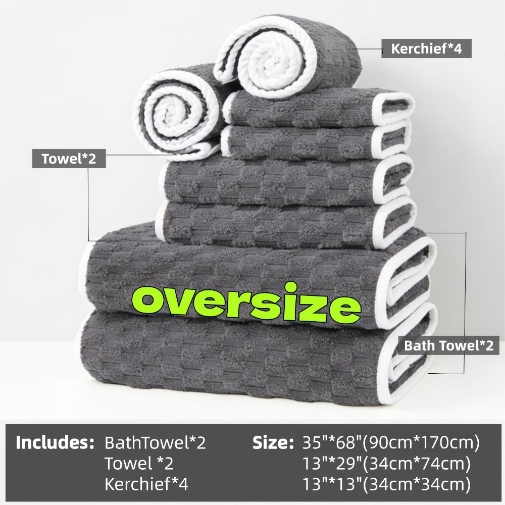 Waffle Weave Bath Towels Set 4 Pack or 8 Pack - Ultra Soft Super Absorbent Quick Dry Microfiber Moire Textured Towels | Spa Gym Travel Daily Use | Multi-Color Sets Gray Pink Blue Beige Gift Set