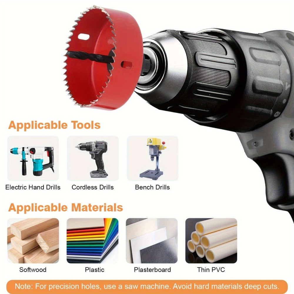Carbon Steel Hole Saw Kit Multi-Size with Mandrels & Hex Key ¨C Heavy Duty Quick-Change Hole Cutter Set for Wood PVC Drywall Cornhole Board & Soft Metal