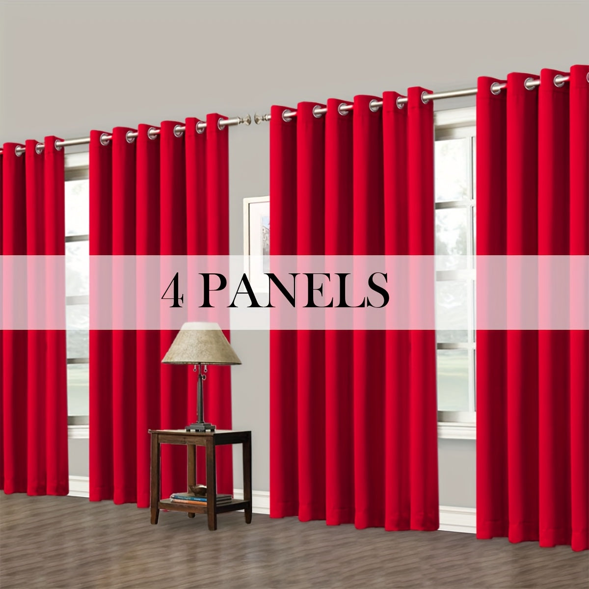Blackout Curtains Grommet Top Room Darkening Window Drapes 4 Panels Set Living Room Bedroom