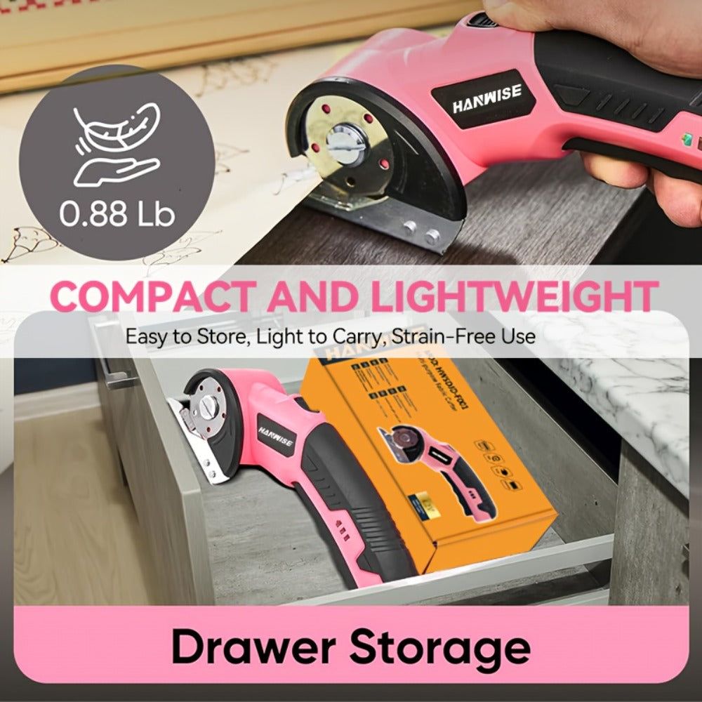 Electric Scissors Cordless 4.2V Rotary Cutter with 2000mAh Battery ¨C 10000 RPM, Safety Lock, LED Light, Anti-Slip Handle, Fabric Cutting Machine for Clothing, Cardboard, Carpet, Leather & Craft Projects