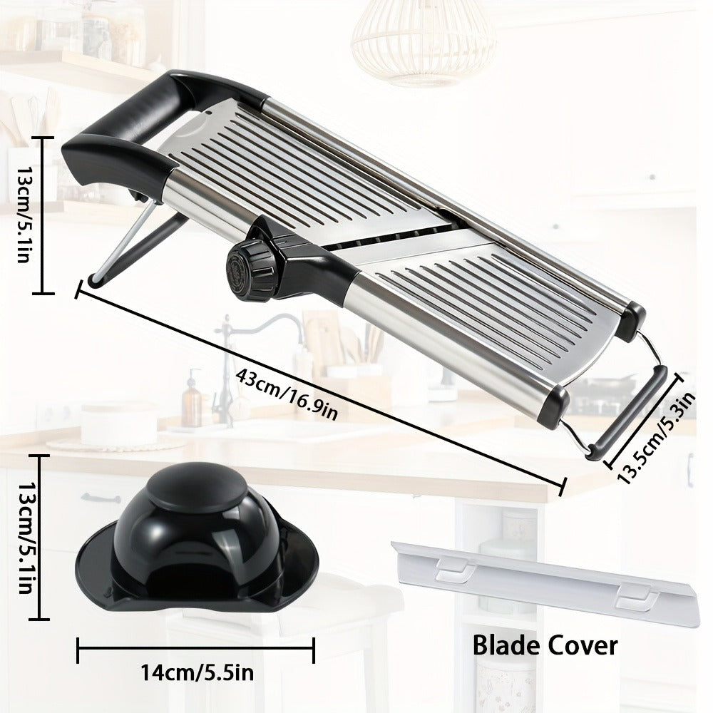 Mandoline Slicer Adjustable 5-Thickness 304 Stainless Steel ¨C Professional Vegetable Slicer for Onion, Potato, Carrot, Cheese & Fruit, Kitchen Grater with Cut-Resistant Gloves Option