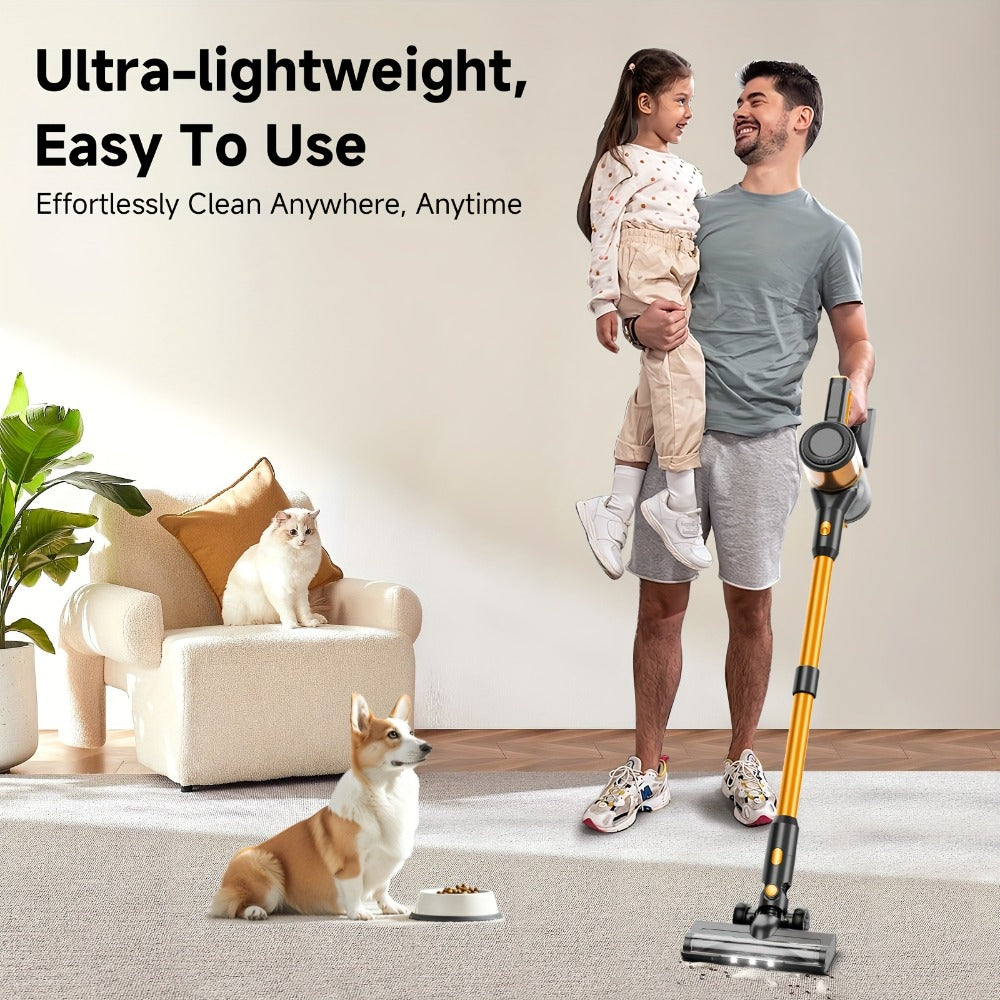 Cordless Stick Vacuum Cleaner 60Kpa 55-Min Runtime - Anti-Tangle Lightweight Handheld Vacuum for Hardwood Floor Carpet Pet Hair Corded Cordless 2200mAh Battery
