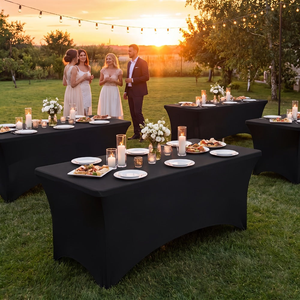 6 Pack Spandex Table Covers for 6ft Rectangular Tables ¨C Fitted Stretch Tablecloths Wrinkle Resistant Washable Reusable for Wedding Party Banquet