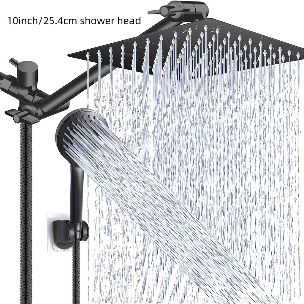 High Pressure Rainfall Shower Head Combo with Handheld Spray ¨C 9 Spray Settings, 180¡ã Adjustable Bracket, Stainless Steel Hose, Anti-Clog Nozzles, Modern Bathroom Shower System