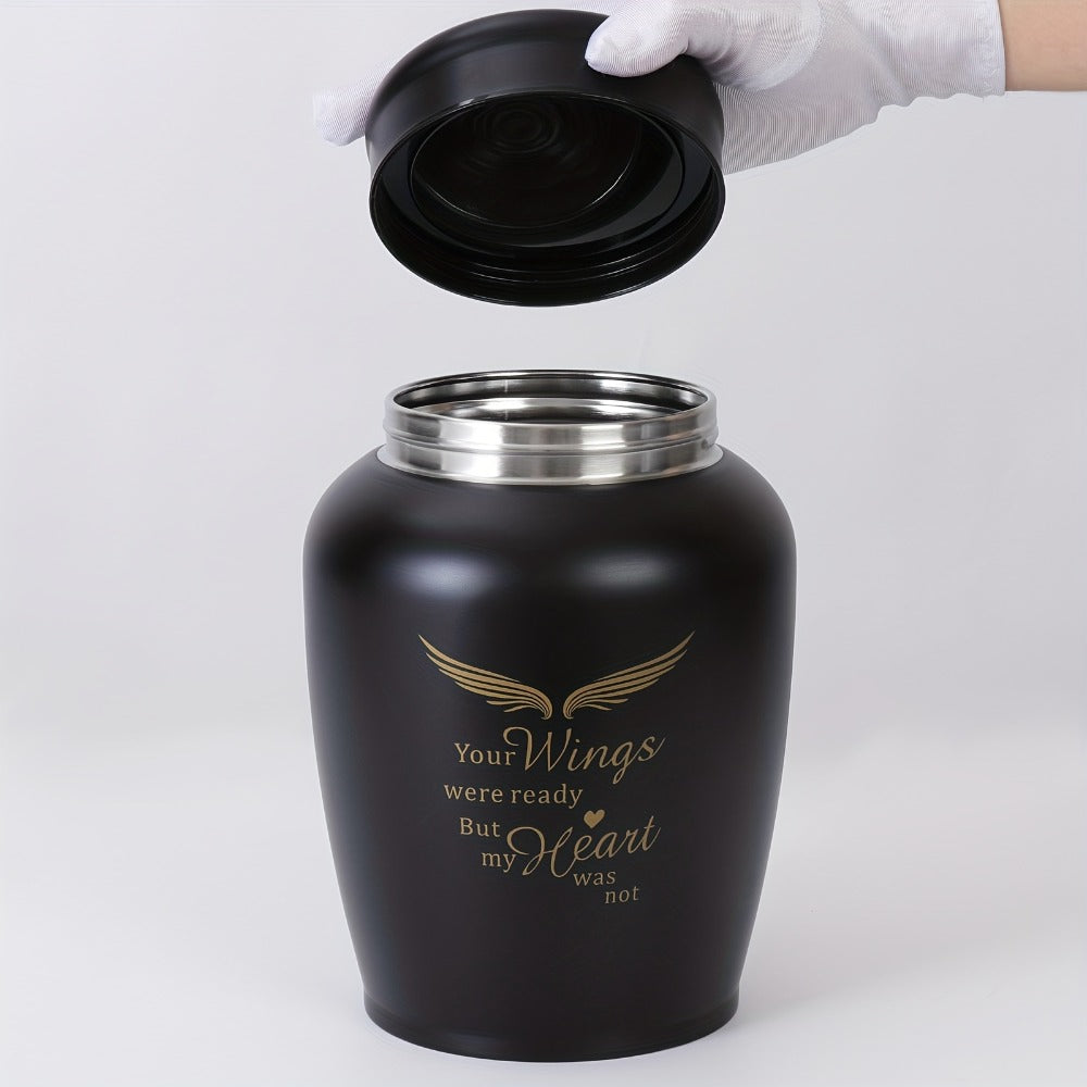 Cremation Urn for Human Ashes Large 8.5 Inch Stainless Steel Burial Urn for Adult Male Female, Memorial Urn for Cremated Remains Holds Up to 180 LBS, Silver or Black