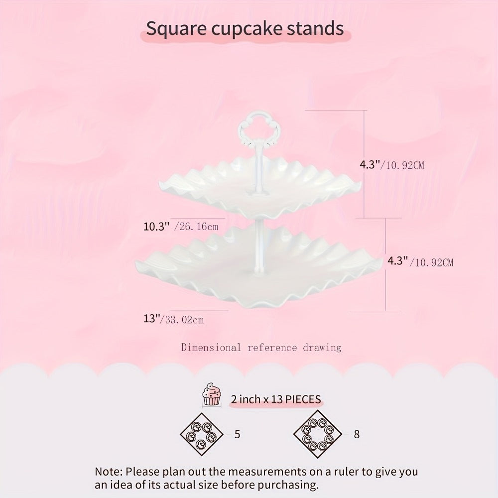 Tiered Cupcake Stand Set 10pcs - 3 Double Layer & 3 Triple Layer Dessert Stands + 4 Appetizer Trays for Birthday Wedding Party