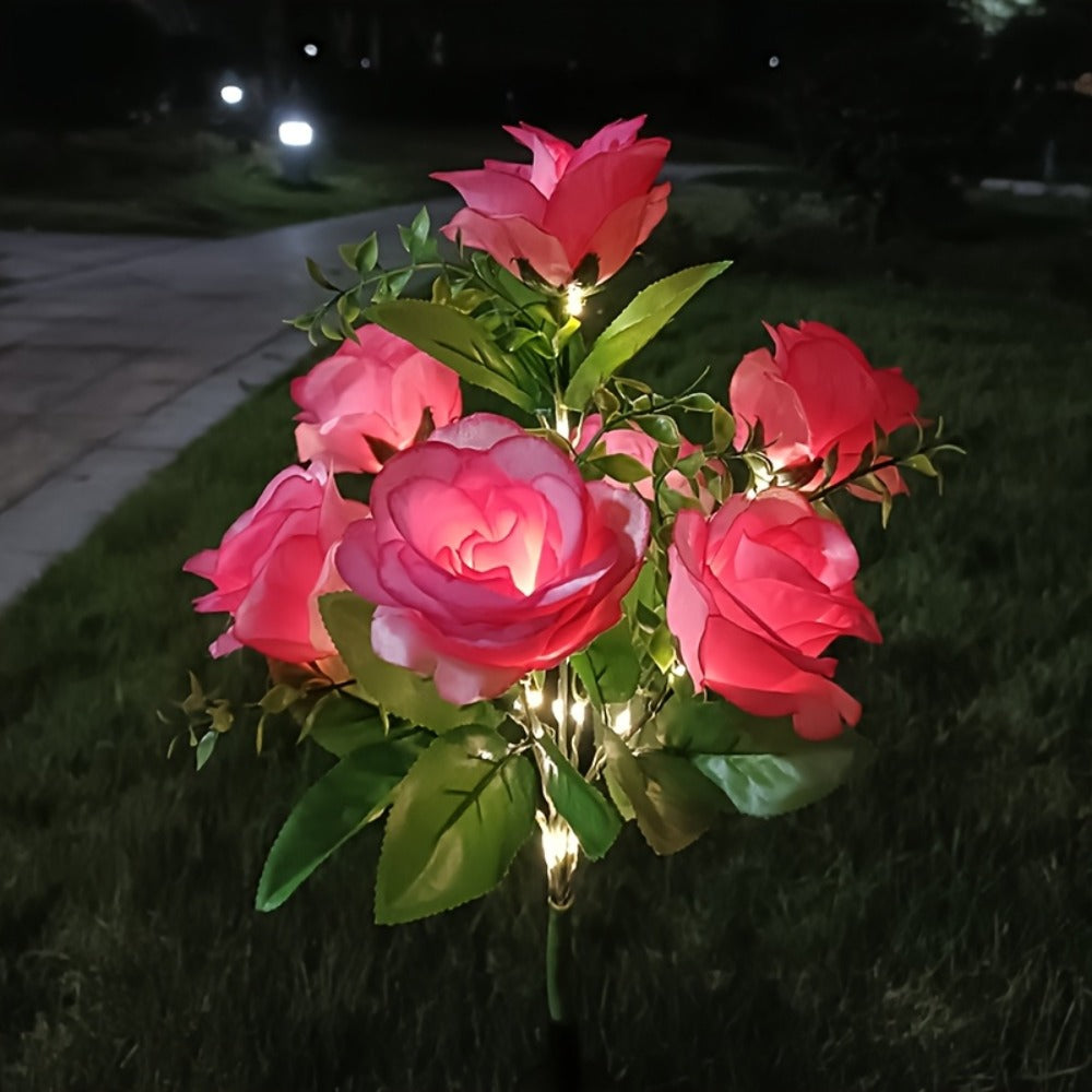 Solar Garden Lights Outdoor 2 Pack ¨C 14 Realistic Rose Stake Lights, Solar Powered Yard & Patio Decor