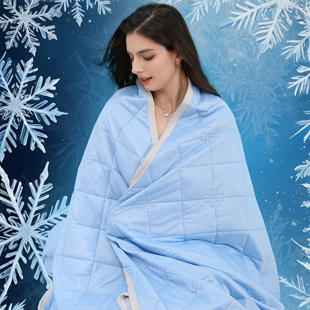 Cooling Blanket for Hot Sleepers ¨C Lightweight Knit Acrylic Throw Blanket, Breathable Air-Cooled Comforter for Summer, Soft Moisture-Wicking Blanket in Throw Twin XL Queen King, Sky Blue Grey Lake Blue Light Green Purple