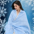 Cooling Blanket for Hot Sleepers ¨C Lightweight Knit Acrylic Throw Blanket, Breathable Air-Cooled Comforter for Summer, Soft Moisture-Wicking Blanket in Throw Twin XL Queen King, Sky Blue Grey Lake Blue Light Green Purple