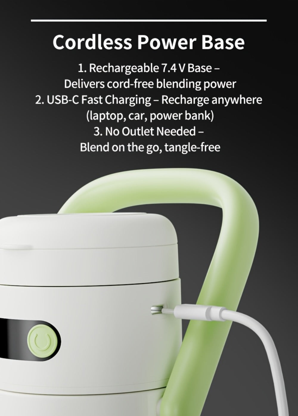 Cordless Portable Blender 33oz USB Rechargeable - Ice Crushing Blender for Smoothies & Shakes, Wireless Personal Blender for Travel Gym Office, BPA-Free, Green Purple Pink