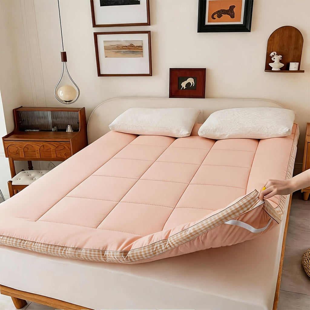 Quilted Mattress Topper Fluffy Flannel Bubble ¨C Breathable Fiber Fill Foldable Sleeping Pad 2.36¨C3.15¡± Thick for Twin Full Queen King Bed