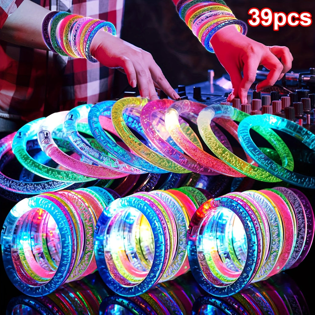 LED Glow Bracelets Party Pack ¨C Flashing Light-Up Wristbands for Birthday, Concert, Carnival & Halloween, Assorted Colors Bulk Set 24 39 79 Pcs Night Light Party Supplies Gift