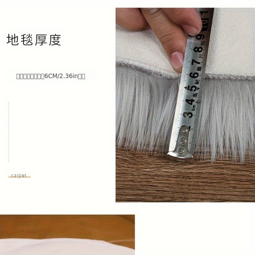 Plush Imitation Wool Area Rug Soft Bedroom Floor Mat Living Room Carpet Bay Window Blanket Non-Slip Home Decor