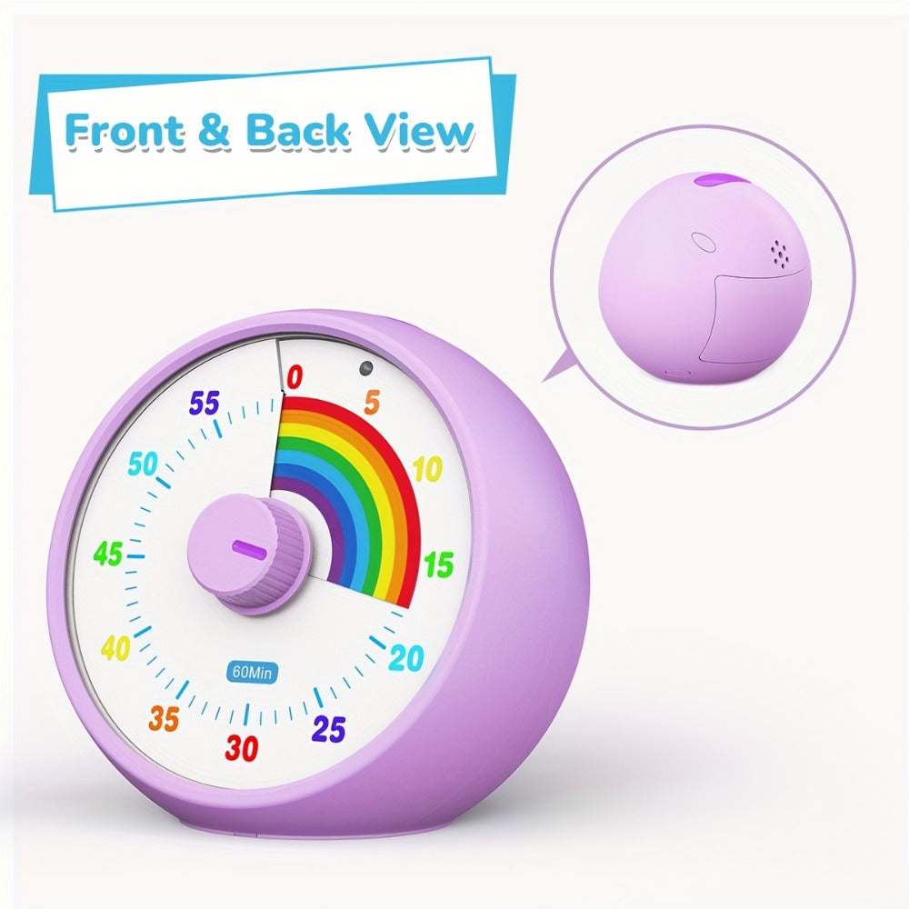 Visual Timer 60 Minute Countdown Silent Tomato Timer Rainbow Pattern for Classroom Office Kitchen Desktop Time Management Tool Battery Powered