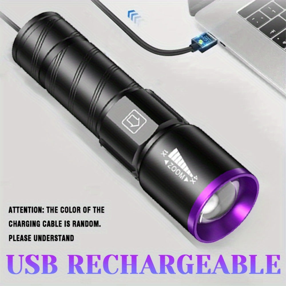 UV Blacklight 2 Pack Rechargeable Portable | Adjustable Brightness & Zoom Ultraviolet Lamp | Scorpion Detection Pet Urine Stain Finder Nail Polish Resin Curing Fluorescent