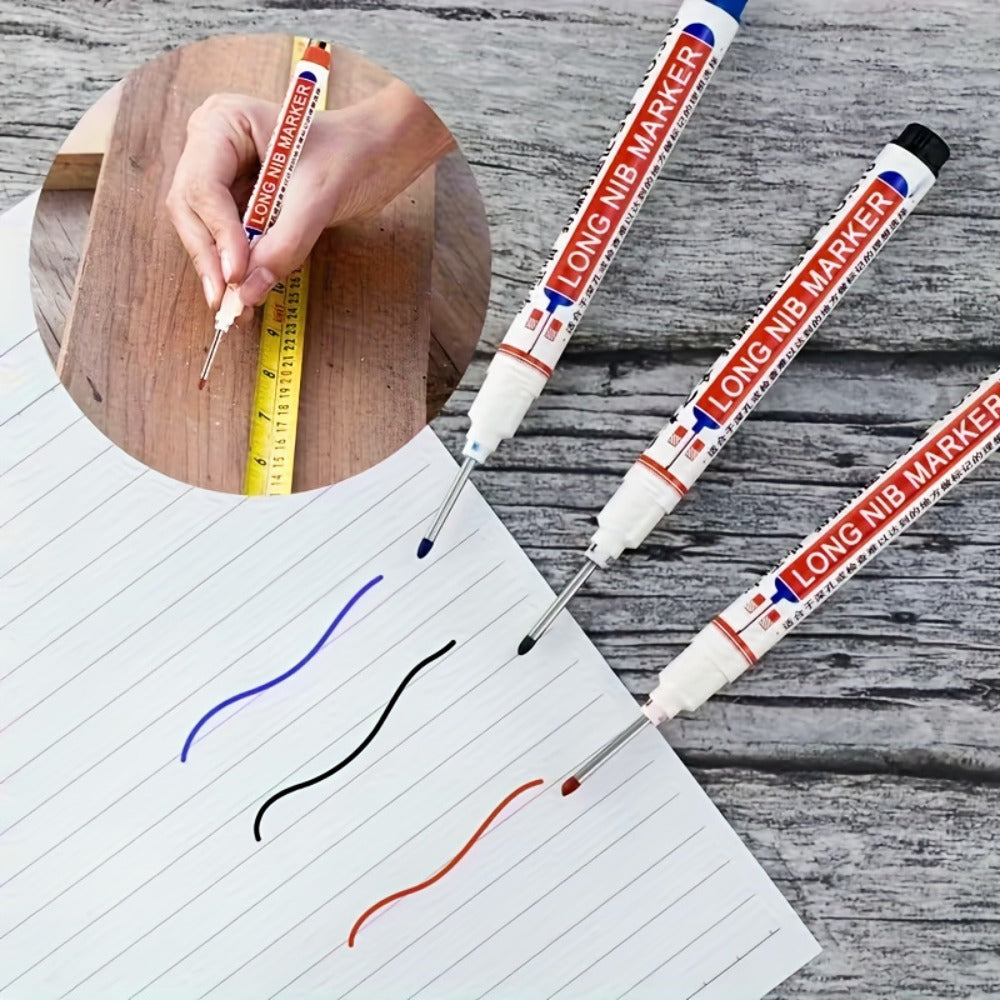 Deep Hole Marking Pens 29 Pack ¨C Long Point Oil-Based Woodworking Markers, Multi-Color Red Blue Black Pencils for Wood, Ceramic, Tile & Bathroom Installation, Carpenter Marking Tool Set