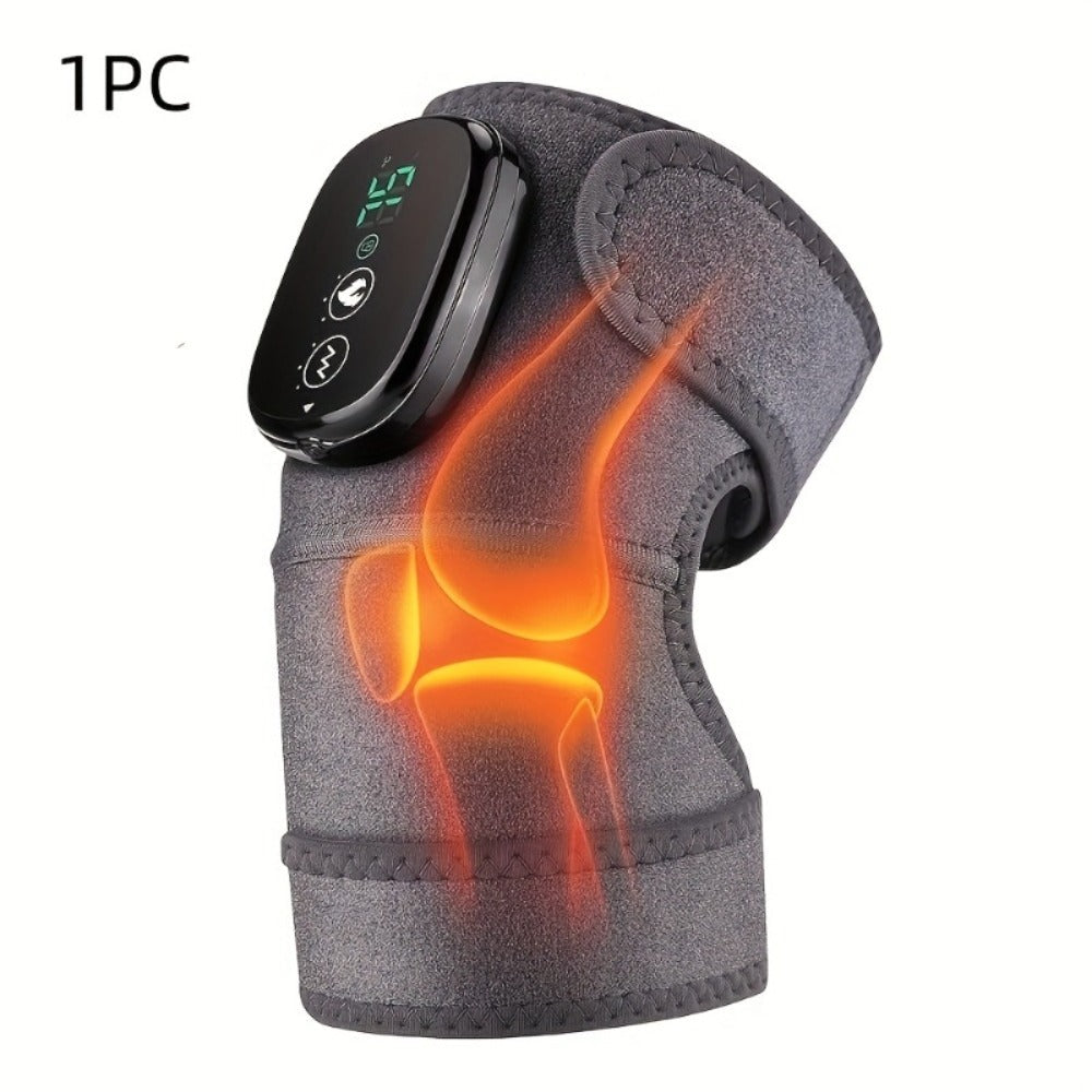 Heating Knee Massager 3-in-1 Wireless Vibrating Knee Brace - Electric Heating Pad with Vibration Massage for Knee, Shoulder & Elbow Pain Relief, Universal Fit, Gray