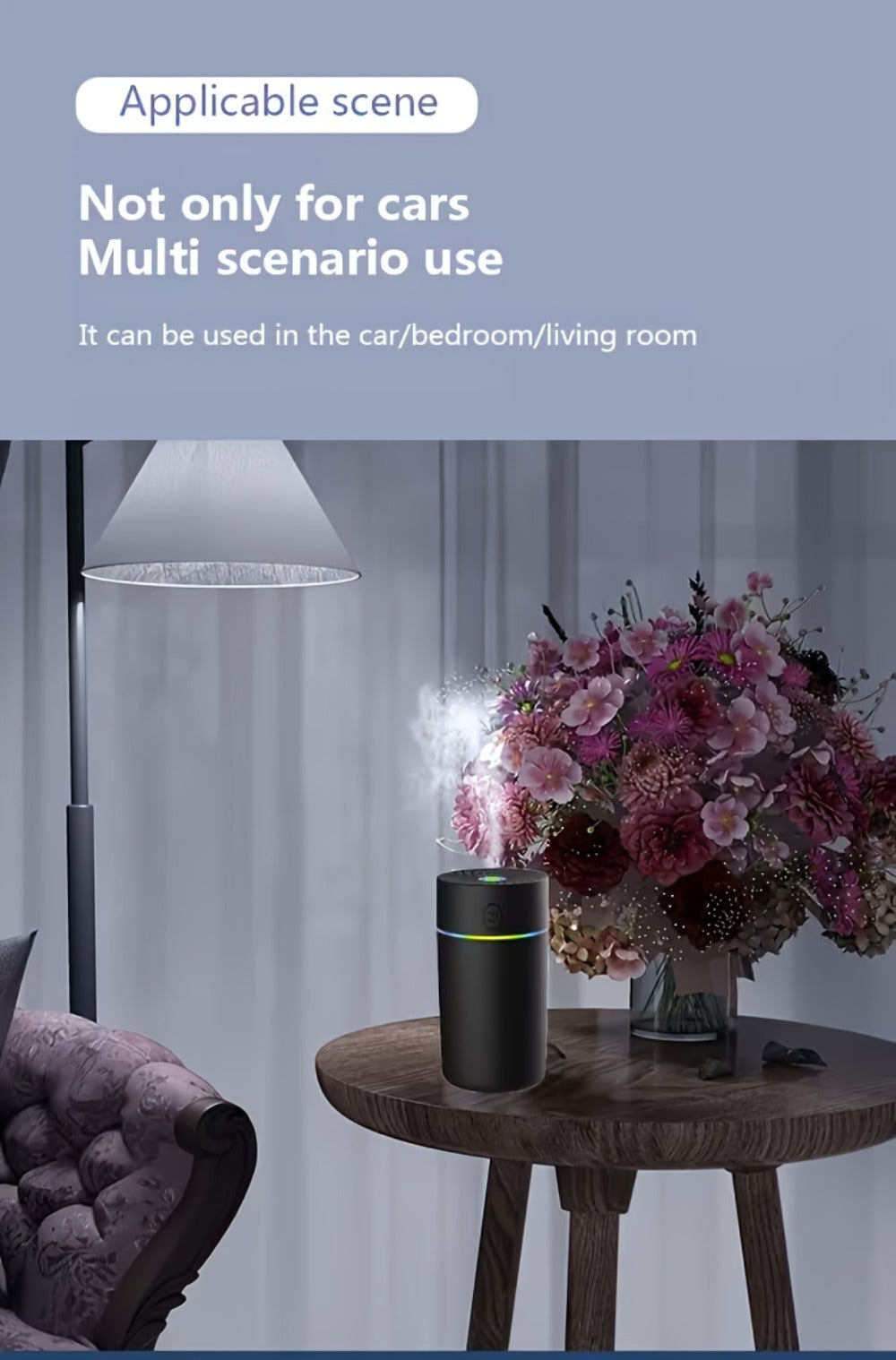 USB Cool Mist Humidifier with Color-Changing Night Light, Portable Desktop Car Aromatherapy Humidifier Nano Fine Mist Facial Steamer, Filter-Free Continuous Intermittent Atomization for Bedroom Office Travel
