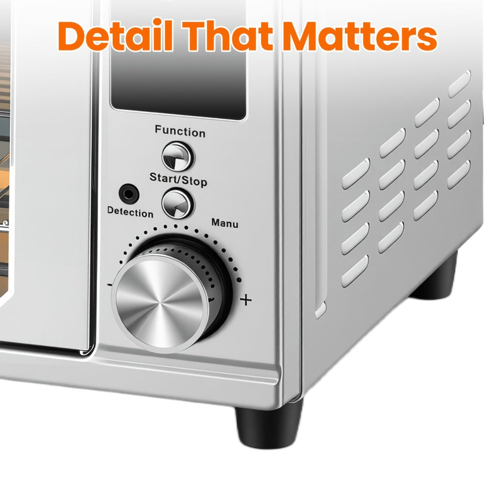 Air Fryer Toaster Oven Combo 29.6QT XL with Smart Probe, 12-in-1 Digital Countertop Oven, Stainless Steel, 7 Accessories, Rotisserie, 450¡ãF Rapid Heat, Large Family Size