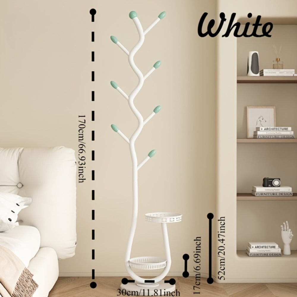 Clothes Rack Freestanding Metal with Shelf - Heavy Duty Garment Rack for Bedroom, Entryway & Closet, Vertical Coat Stand with Bottom Shelf for Coats, Hats, Scarves, Bags | White, Black, Gold