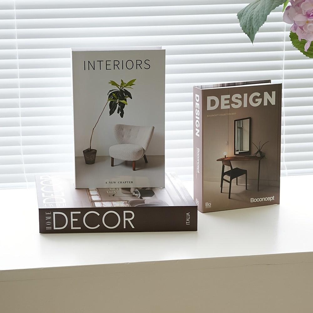 Decorative Fake Books Set of 3 ¨C Nordic Style Stackable Faux Book Decor for Living Room Bookshelf, Coffee Table & Shelf Styling, Maintenance-Free Paper Dummy Books Home Decor Accent