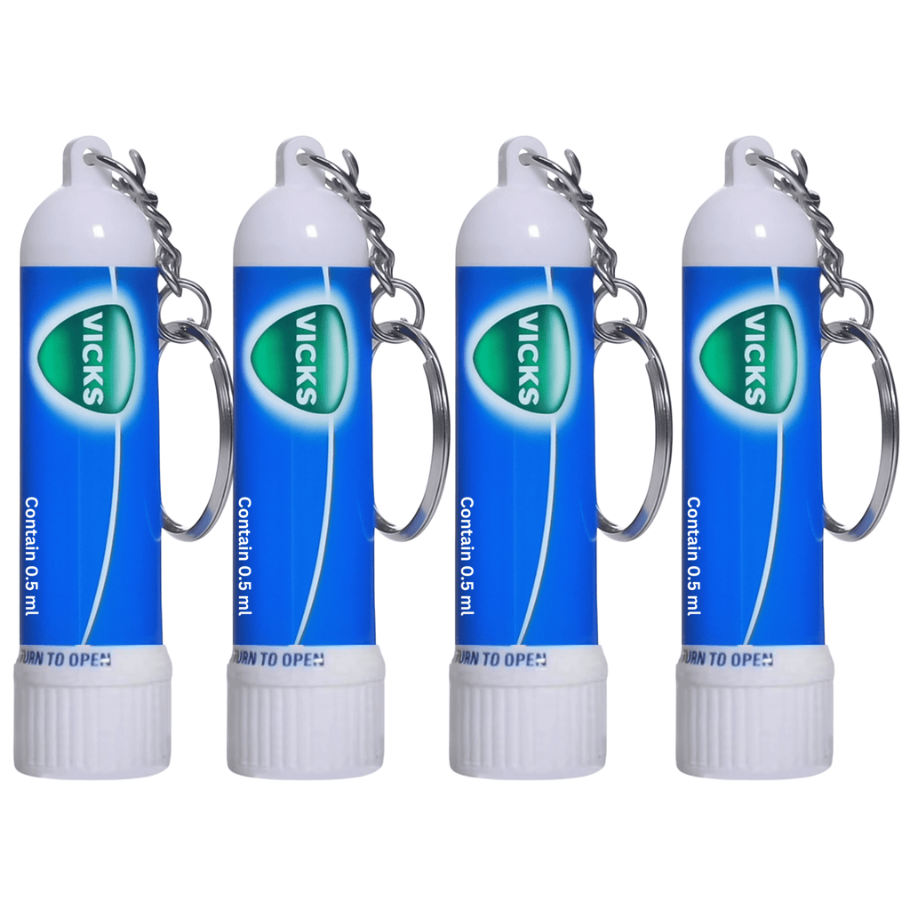 Nasal Inhaler Aromatherapy Stick with Keychain ¨C 0.5ml Portable Mint Scent Aromatic Inhaler for Travel, Office & Everyday Carry ¨C Refreshing Personal Care Stick, 4-Count or 24-Count Pack