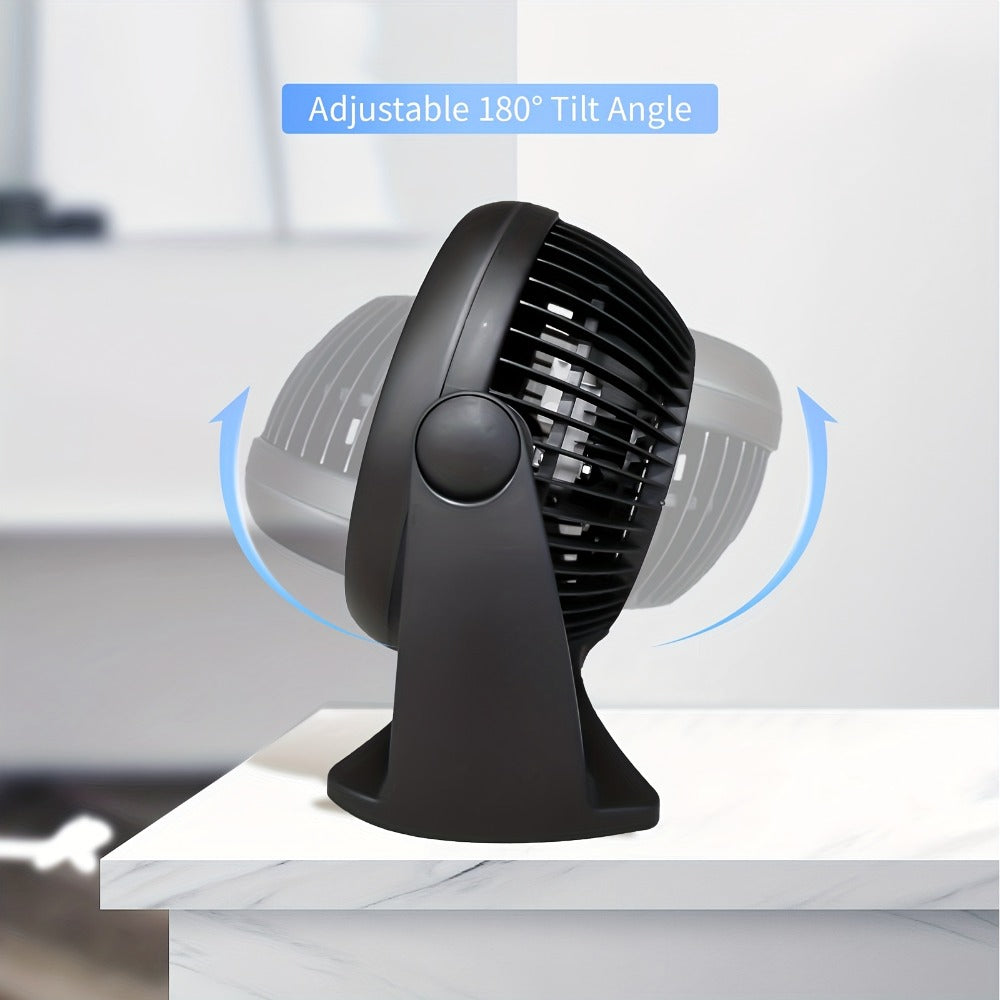 Turbo Table Fan 8 Inch 3-Speed Quiet Air Circulator, Wall Mountable with Adjustable Tilt and Carry Handle, Portable Desktop Fan for Bedroom, Office, Living Room and Home Cooling