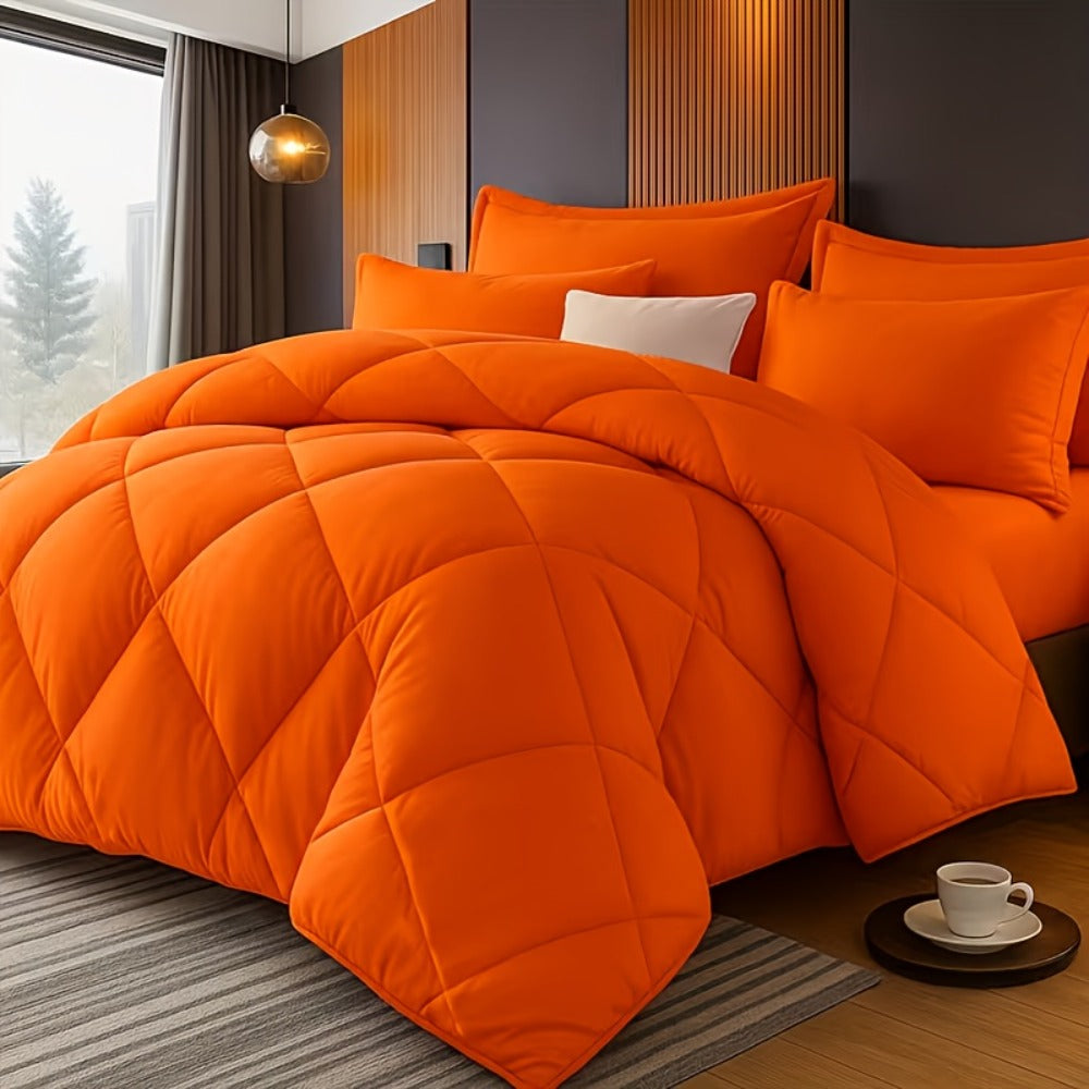 Comforter Set 2-3 Piece Rhombus Grid Luxury - Soft Lightweight Breathable Oversized Bedding Set with Pillowcases, All Season Twin Queen King, 24 Colors Available