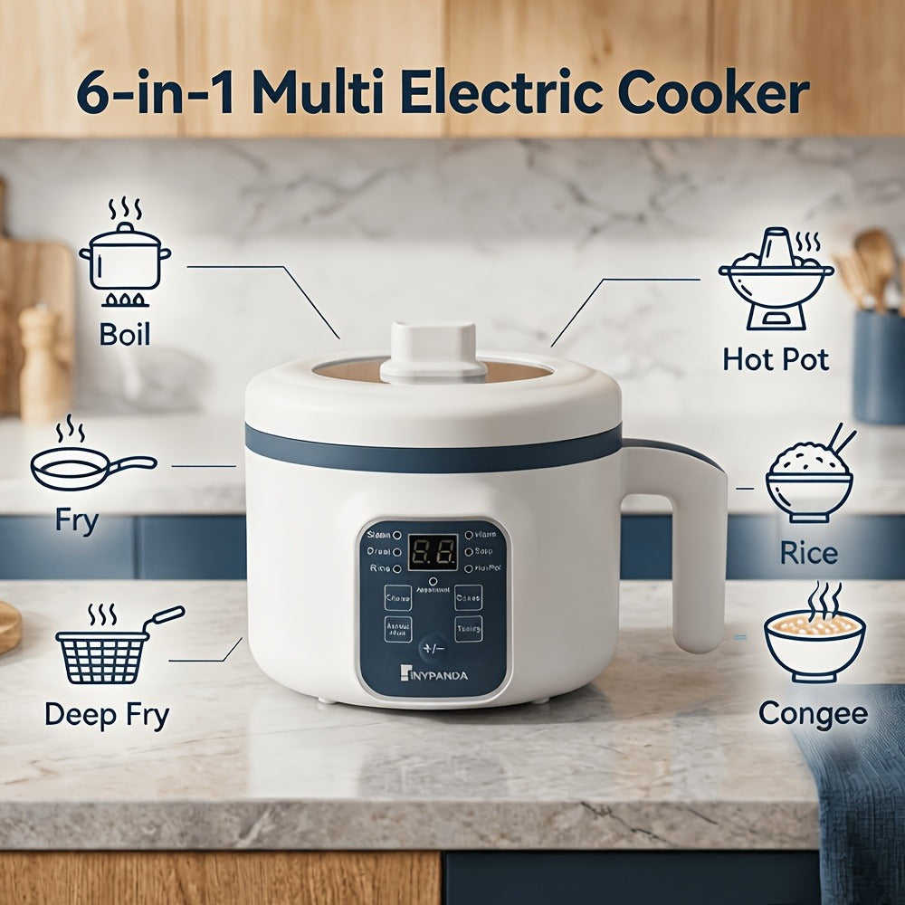 Electric Hot Pot 1.7L Multifunctional | 6 Cooking Modes Steam & Cook Non-Stick Mini Electric Cooker with Overheat & Dry Protection for 1-2 People ¨C Rice, Soup, Noodles & More, Single & Double Layer