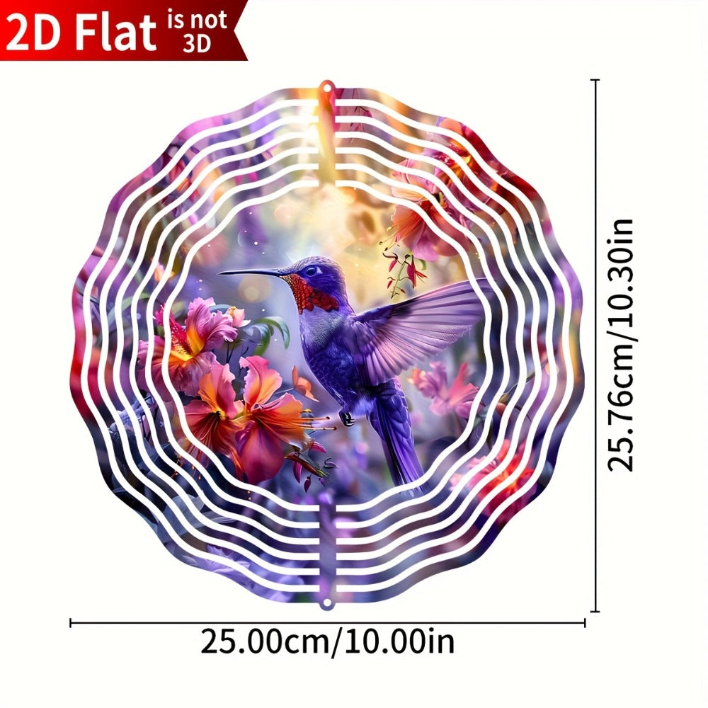 Hummingbird Wind Spinner for Garden ¨C 10¡± Kinetic Metal Sculpture with Color-Changing Feathers, Wind-Powered 2D Flat Iron Art for Outdoor Yard Decor, Patio Stake Ornament, Bird Lover Gift