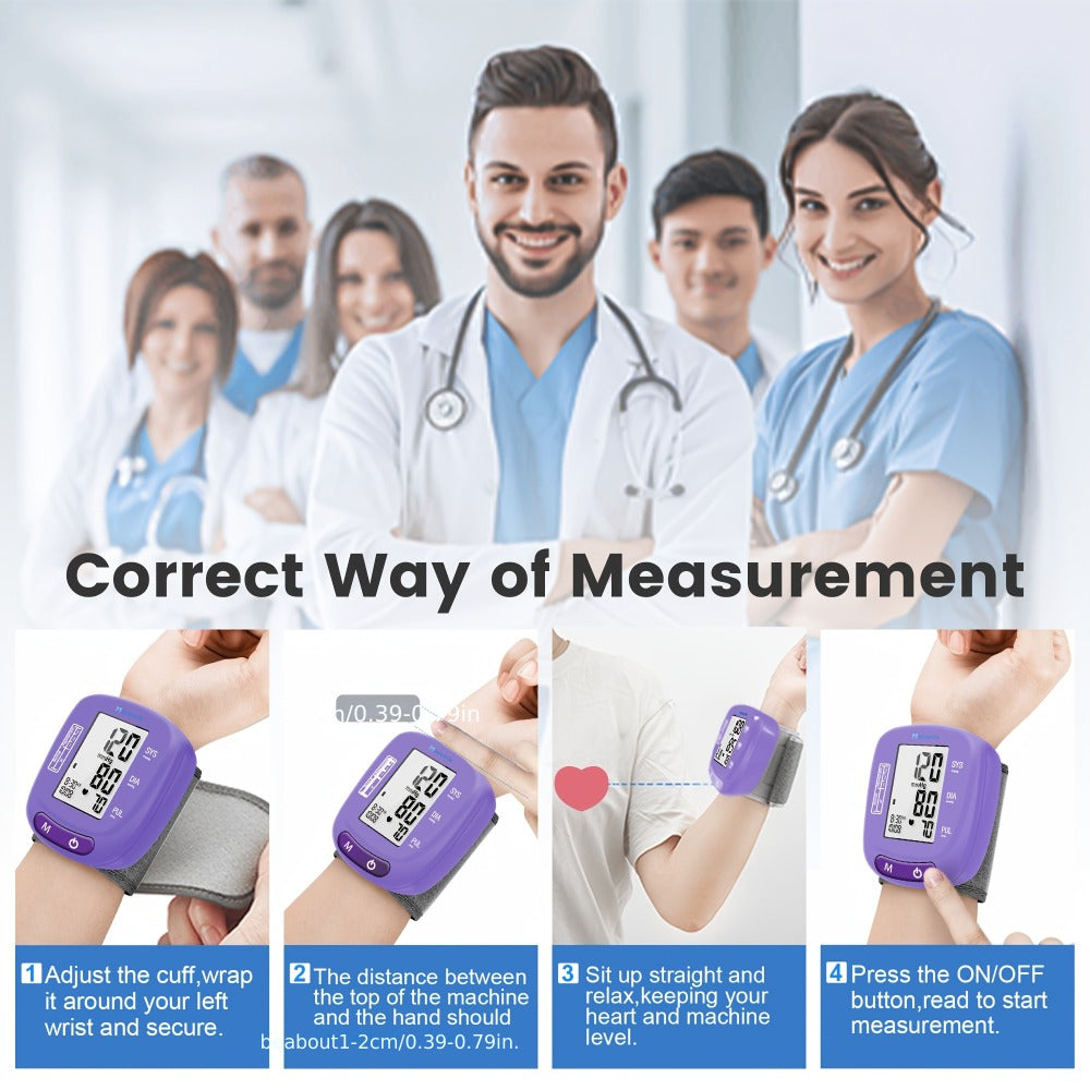 Blood Pressure Monitor Wrist Cuff with Oximeter Fingertip ¨C Digital BP Machine Home Use, 120 Memory, Portable Case & Battery Included, Fully Automatic Hypertension Tracker