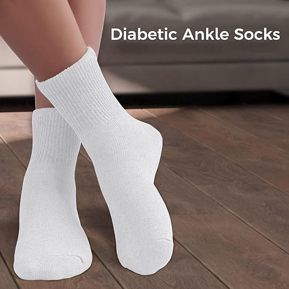 Diabetic Socks 12 Pairs Non Binding Low Cut Cushioned Seamless Loose Fit Ankle Socks for Men Women Edema Neuropathy Wide Toe Box White Black Brown Grey Khaki Navy