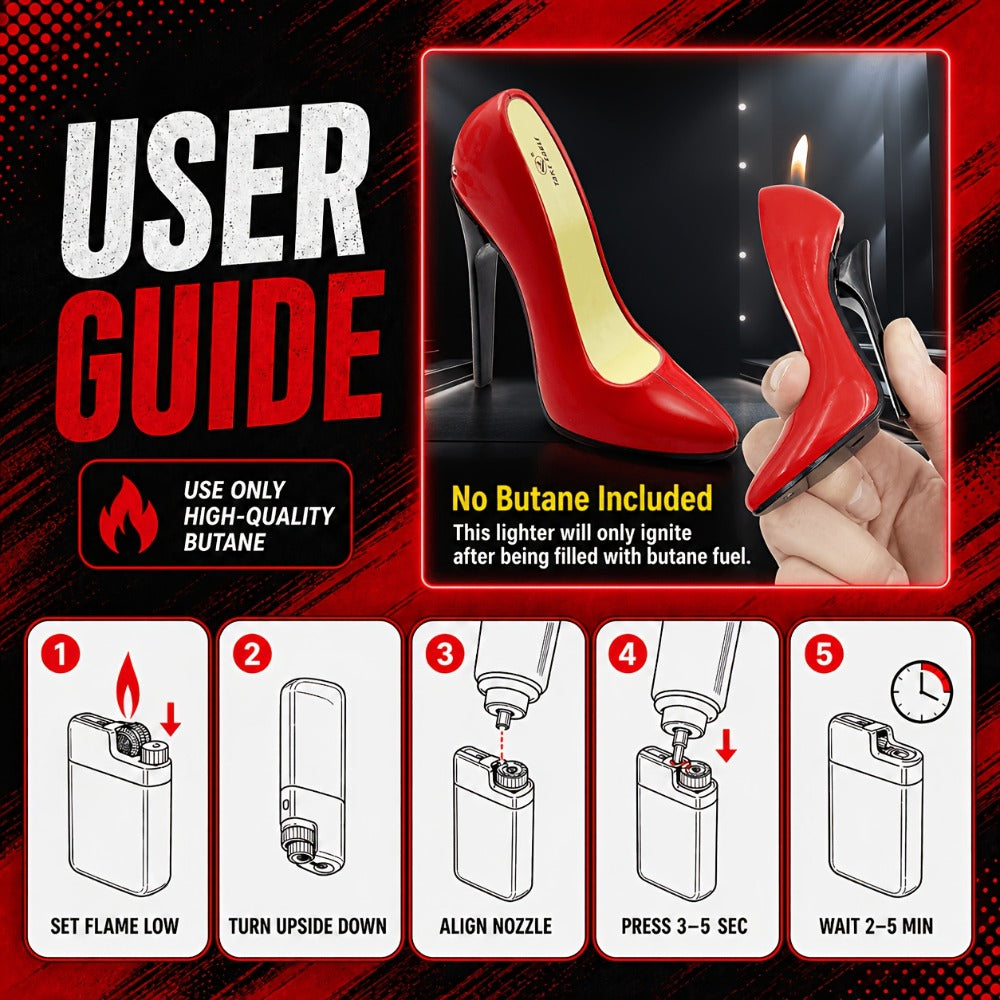 High Heel Shaped Lighter Refillable Butane ¨C Cute Novelty Windproof Flame Lighter for Women, Adjustable Flame, Metal Body, Perfect Gift for Girlfriend Birthday Valentine¡¯s Day Anniversary (No Butane)