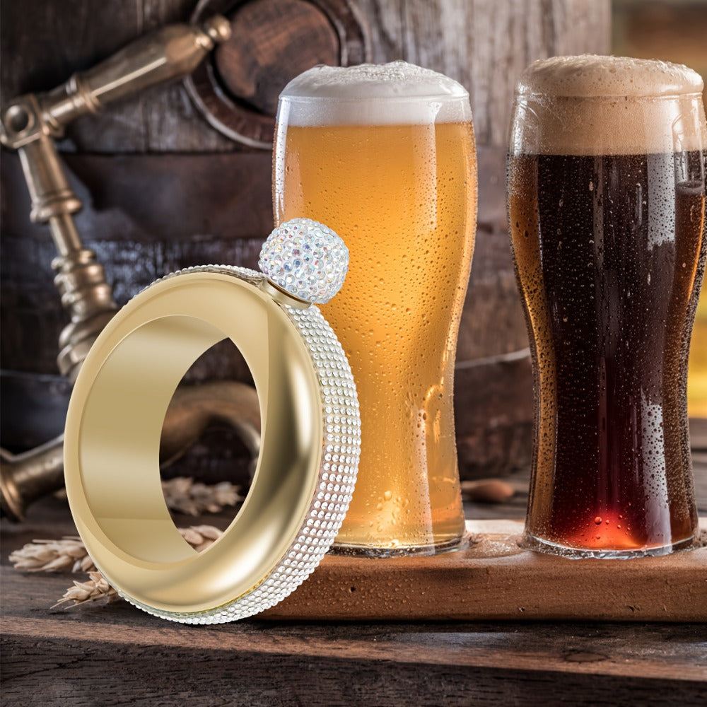 Bracelet Flask for Women, 3.5oz Stainless Steel Bangle Hidden Flask with Rhinestone Lid ¡ª Wearable Portable Liquor Flask for Parties, Concerts & Festivals | Purple, Gold, Silver