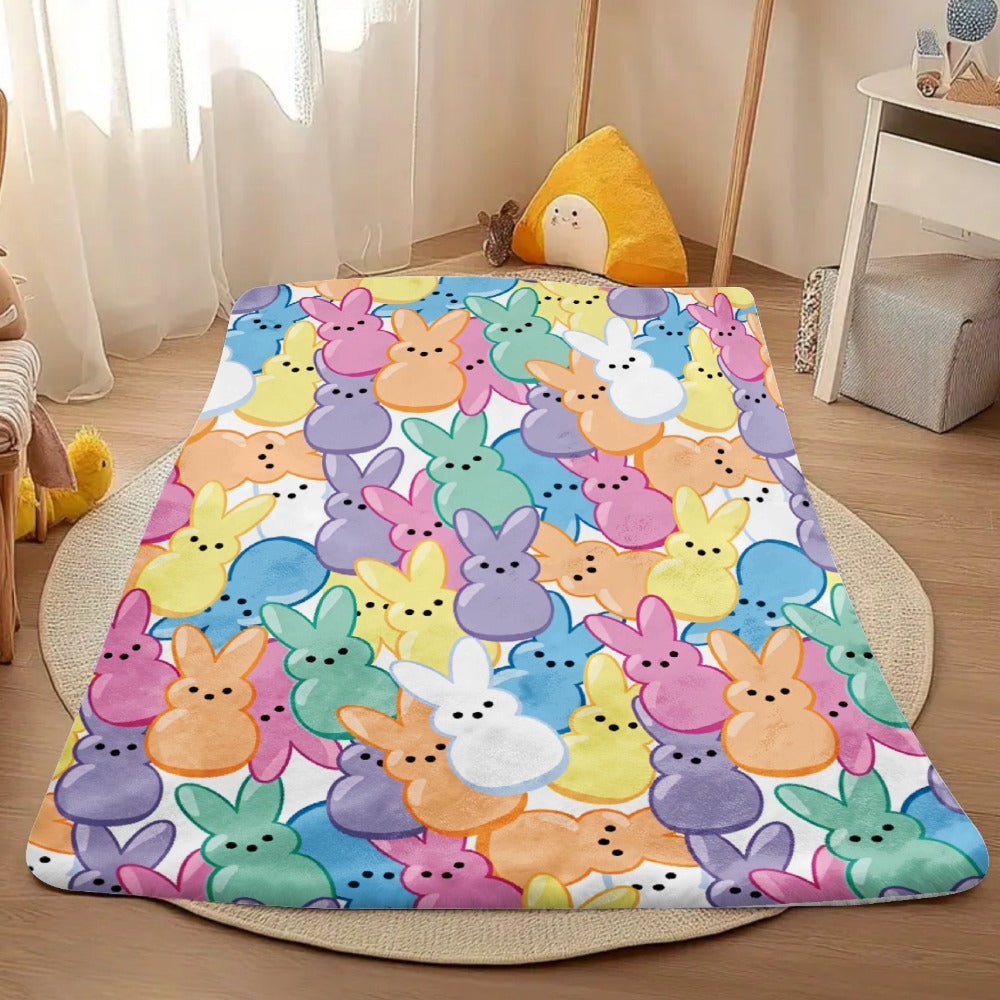 Easter Rabbit Flannel Throw Blanket - Bohemian Pastel Bunny HD Print Soft Warm Lightweight All-Season Throw for Sofa Bedroom Camping Yoga Travel, Cozy Home Decor Gift
