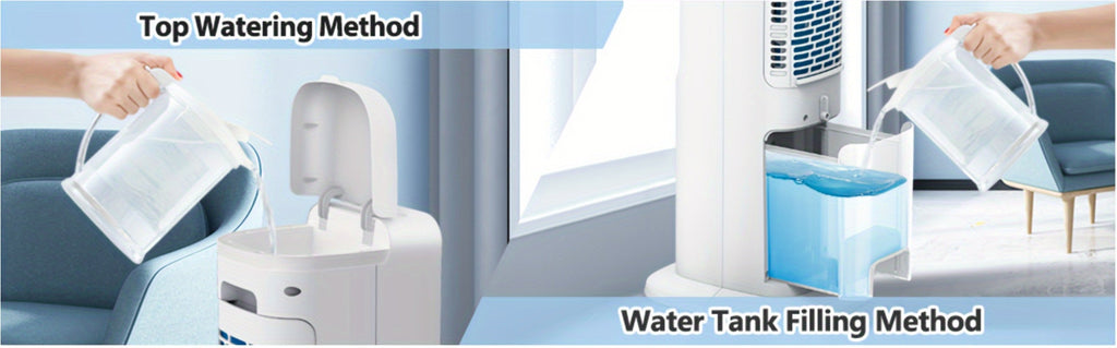 Evaporative Air Cooler Portable 1.32 Gal, 3-in-1 Swamp Cooler Fan Humidifier with Ice Cooling, 4 Ice Packs, 70¡ã Oscillation & Low Noise, Bladeless Tower Fan Air Conditioner for Bedroom Kitchen Office