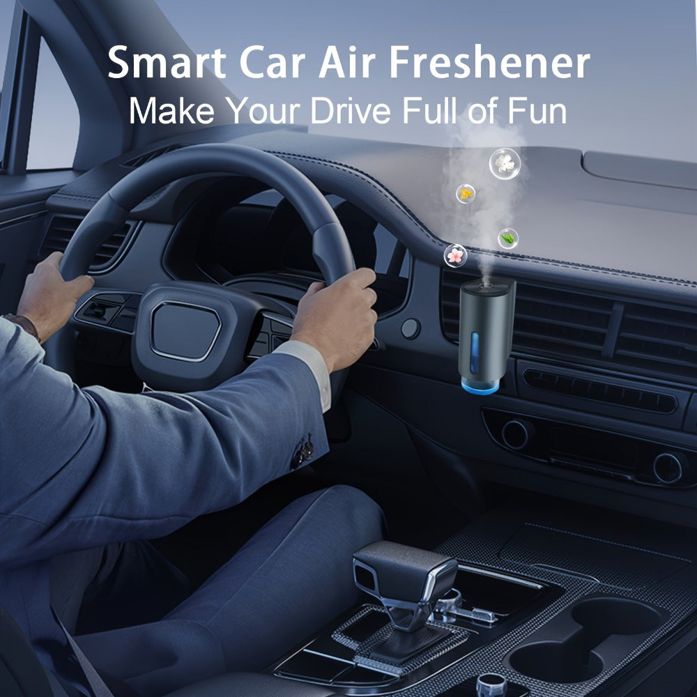 Car Air Freshener Diffuser USB Aromatherapy Humidifier with 3 6 10 Bottles Essential Oils 0.34oz Adjustable Fragrance Output Vehicle Scent Diffuser Gray Blue Red