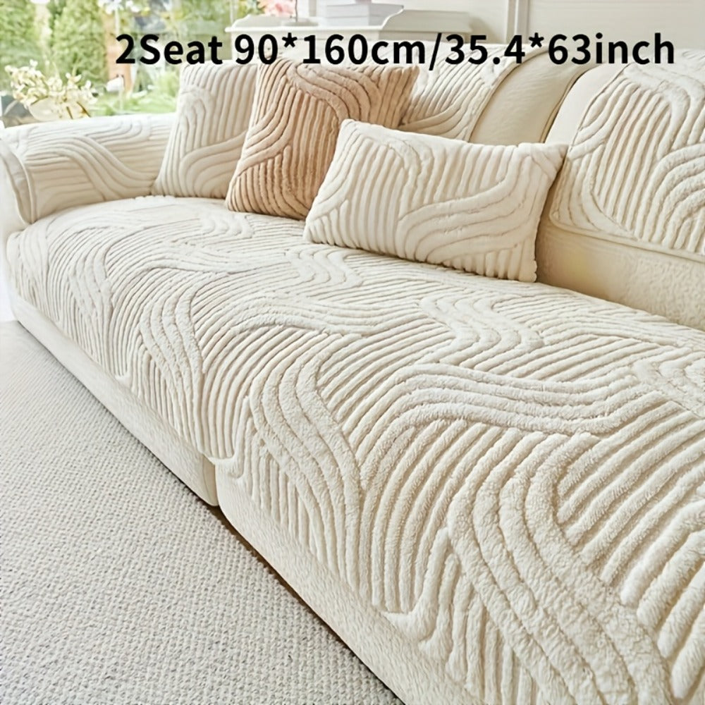Sofa Cover Plush Shu Velveteen Non-Slip Couch Slipcover Breathable Pet-Proof Vintage Style for Living Room Bedroom Office 2 3 4 Seater