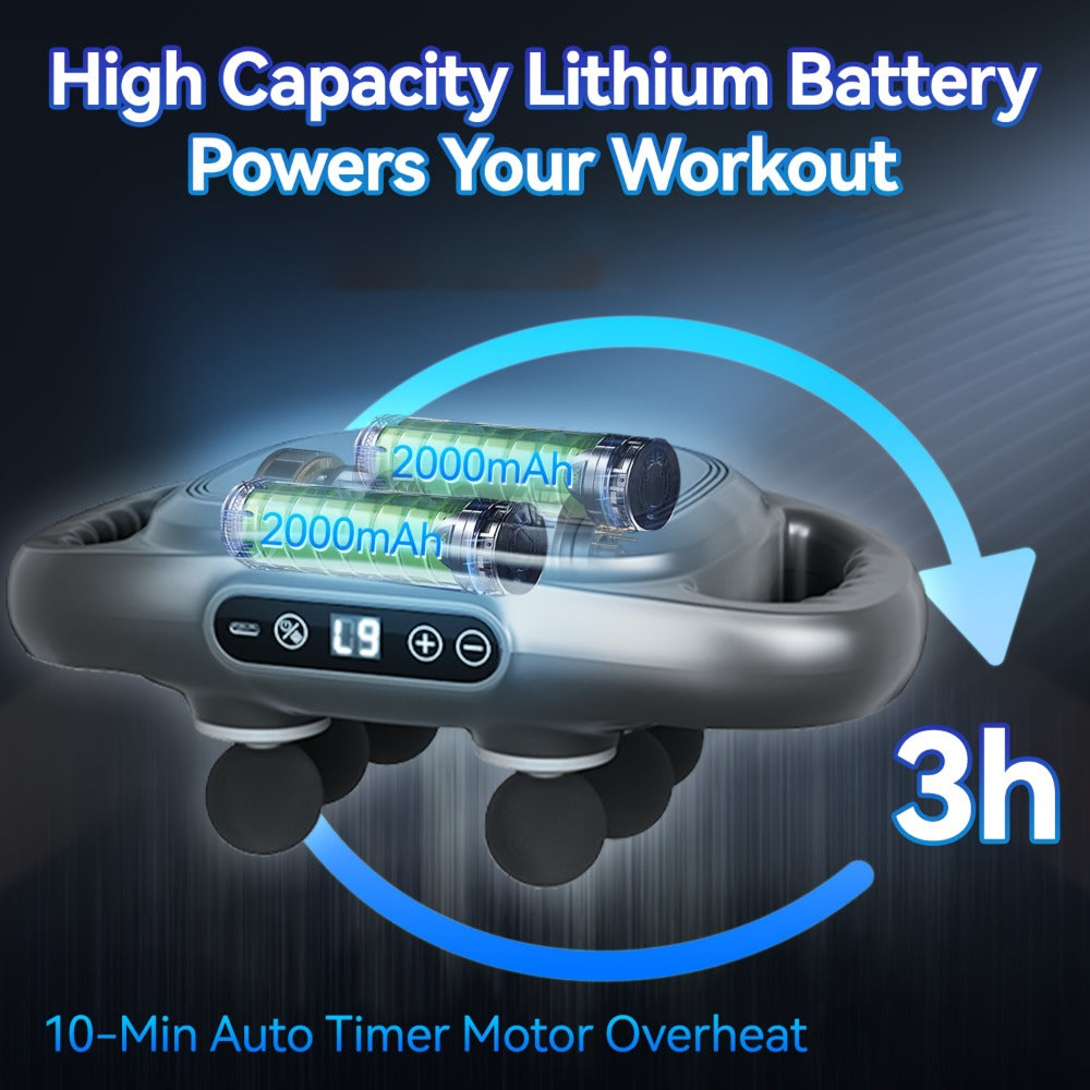 Tapping Massage Gun with 6 Interchangeable Heads ¨C USB Rechargeable Handheld Deep Tissue Vibration Massager for Back, Neck, Shoulders, Legs & Full Body Muscle Relaxation, Professional Home Massager