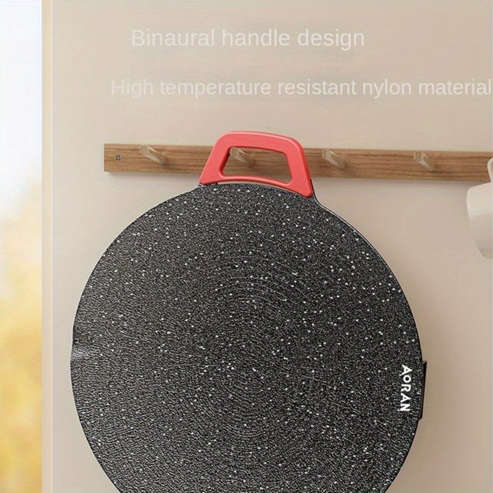 Korean BBQ Grill Pan ¨C Round Non-Stick Multi-Functional Electric Grill Pan with Red Handle & Adjustable Settings, Home & Outdoor BBQ Pot for Family Gatherings, Available in 14.17¡± & 15.75¡±
