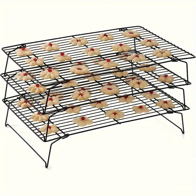 Cooling Rack for Baking Set of 3 Collapsible Stackable Wire Rack Oven Safe Stainless Steel Cookie Cooling Rack Kitchen Baking Rack for Cake Bread Cookies Roasting Air Frying