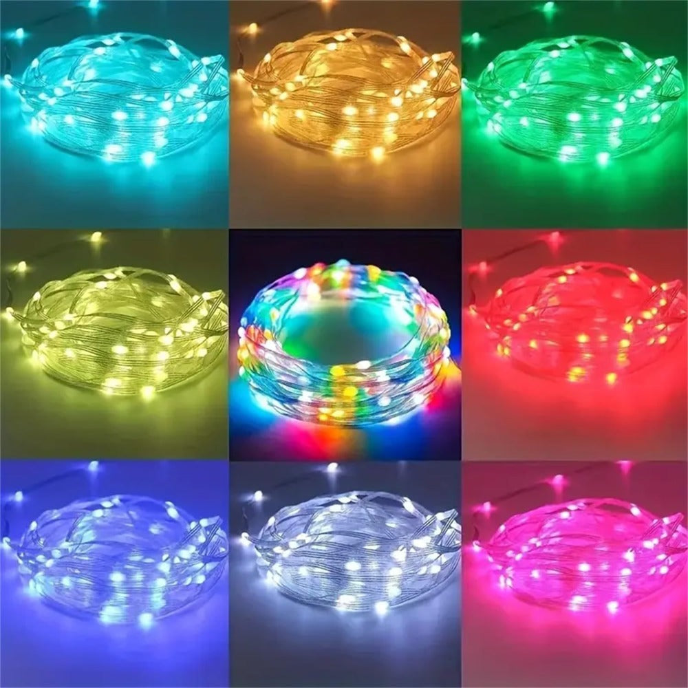 RGB Smart Fairy String Lights with App & Remote Control, Music Sync, IP65 Waterproof, USB Powered Multicolor LED String Lights for Bedroom, Outdoor, Christmas, Party, Wedding Decoration