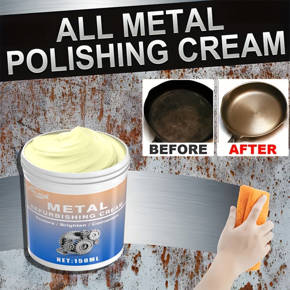 Metal Polishing Paste with Scrub Pad 5.07oz Multi-Purpose Chrome Polish Repair Cream for Automotive Chrome Kitchen Appliances Oven Range Hood Stainless Steel