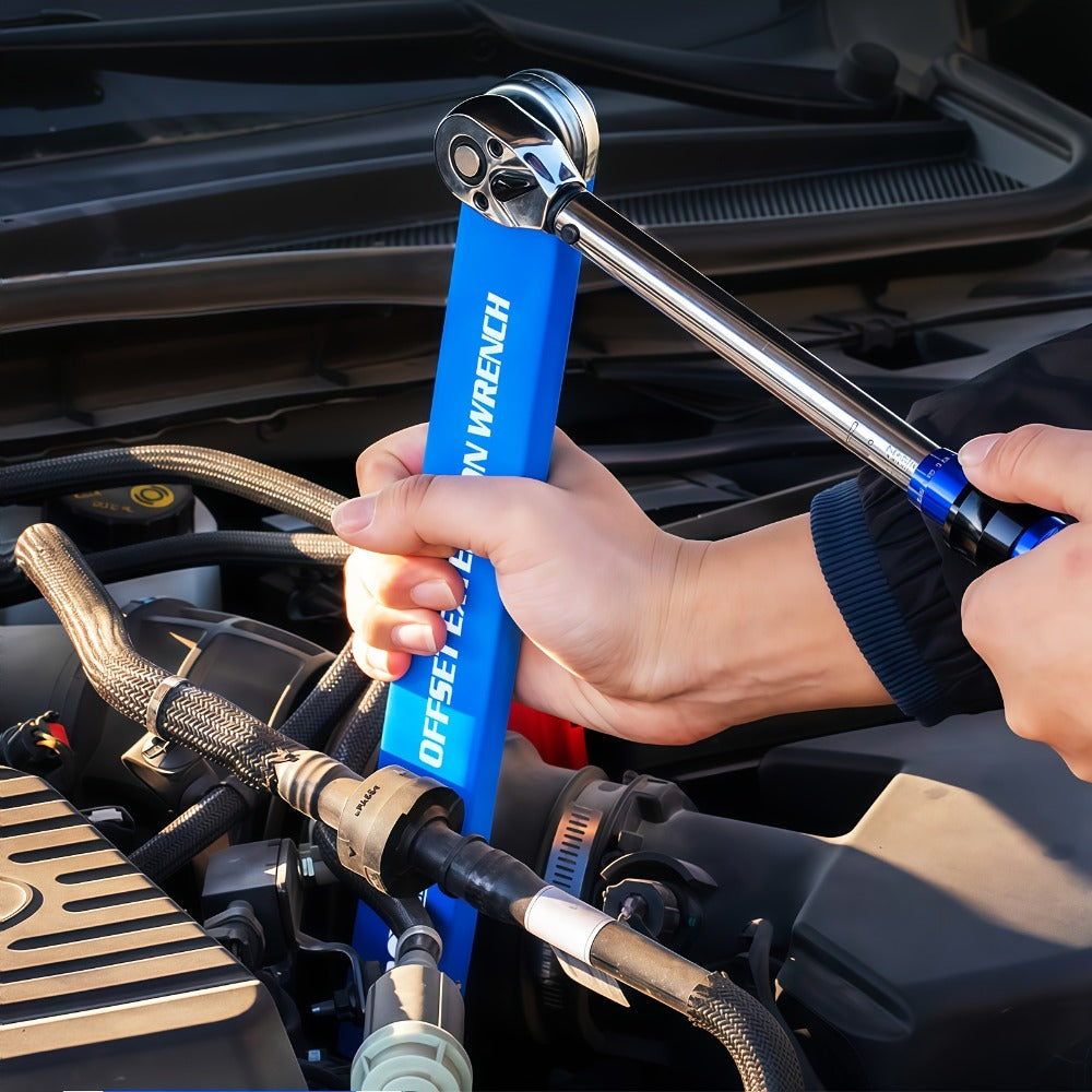 Ratchet Wrench Set 2-in-1 Multi-Function Offset Extension | 1/2¡± 1/4¡± 3/8¡± Square Head Adapters | 180¡ã Swivel High Torque Non-Slip Handle | Durable Metal Automotive Repair Hand Tool