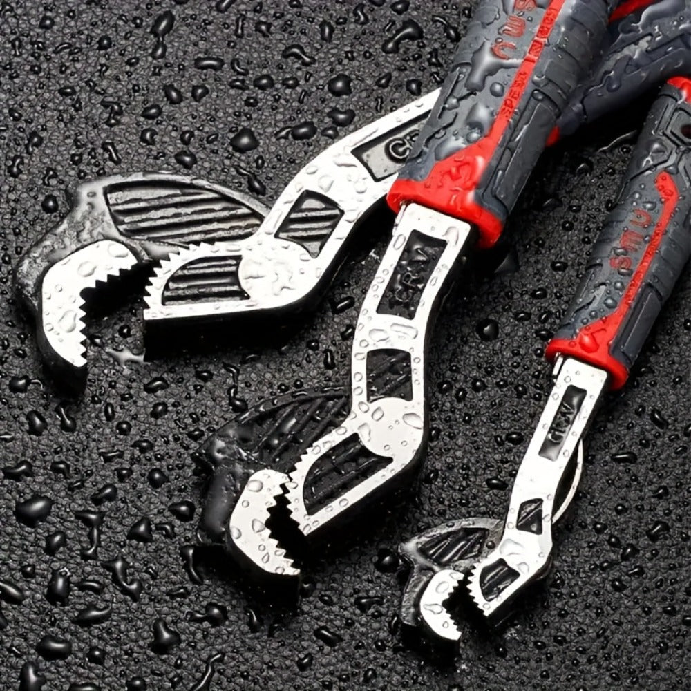 Adjustable Pipe Wrench Set 4pcs Heavy Duty Self-Locking - 6 8 10 12 Inch Chrome Vanadium Steel Non-Slip Grip for Plumbing Automotive Home Professional Use