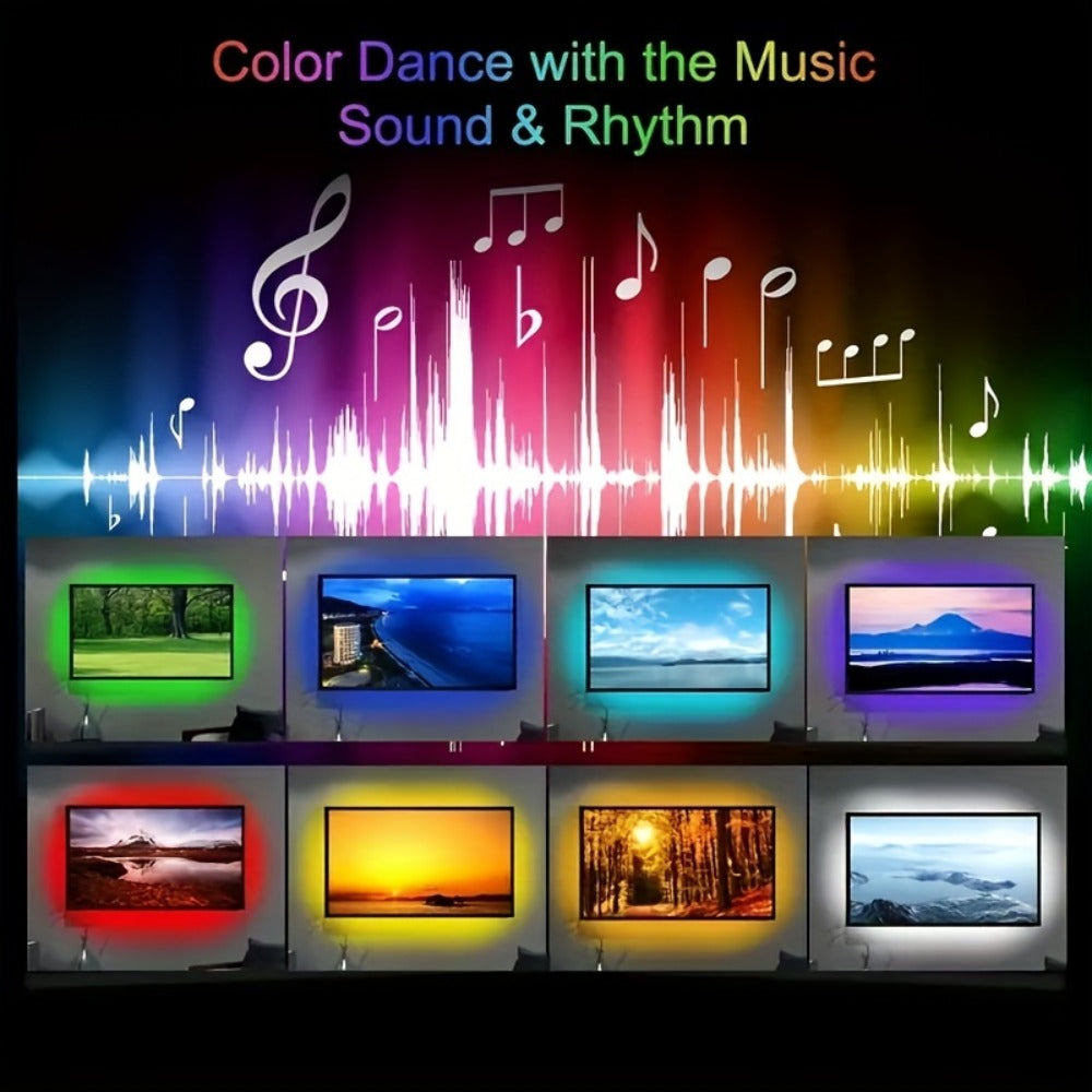 LED Strip Lights Music Sync, RGB Color Changing LED Lights for Bedroom with Remote Control, USB Powered TV Backlight, DIY Smart Ambient Lighting for Room, Home, Party, Holiday Decor