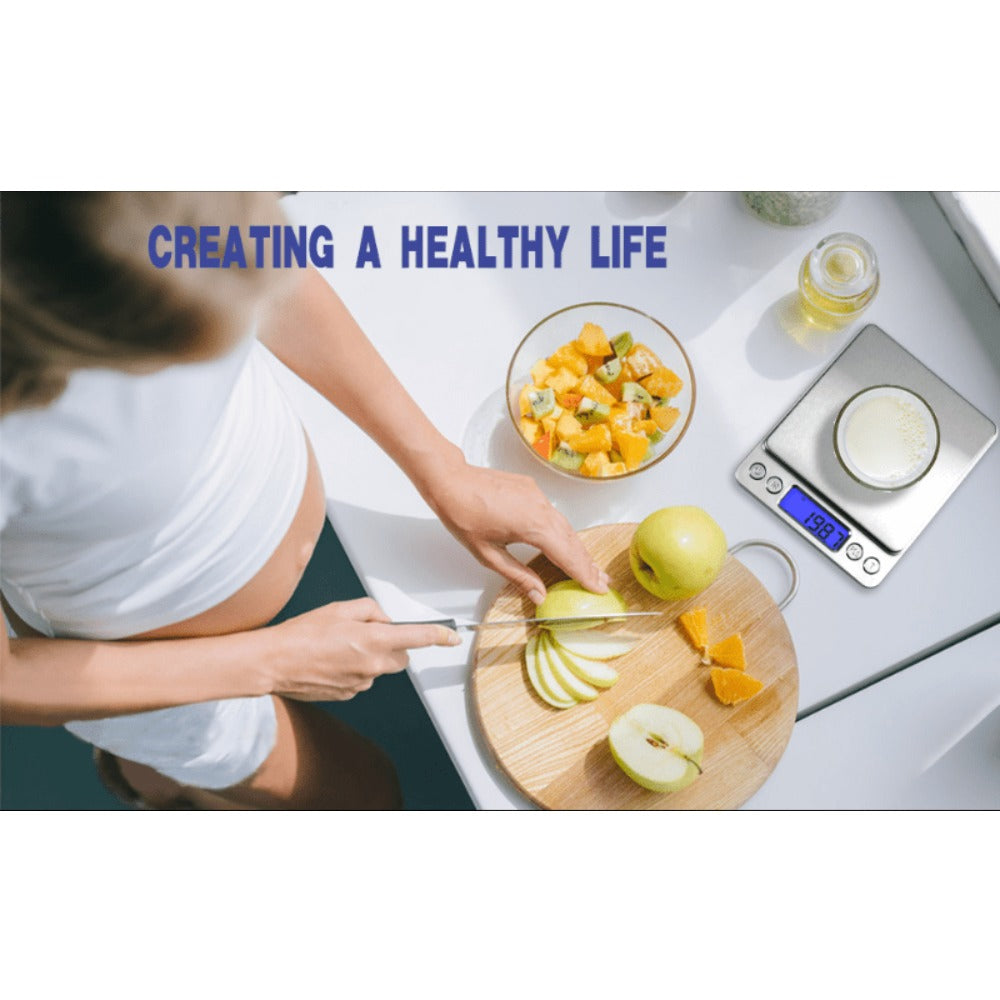 Digital Kitchen Scale Pocket Food Scale 3000g x 0.1g Accuracy, 6 Unit Modes LCD Display Tare Function, Mini Gram Scale for Food Cooking Baking Nutrition Coffee Jewelry, 2 Trays & Batteries Included