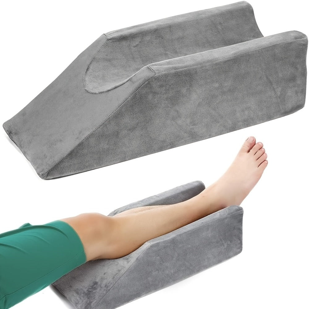 U-Shaped Leg Elevation Pillow, Wedge Leg Support Cushion for Bed Rest Recovery, Foot & Ankle Raise Pad, Flannel Cover 50x20x15cm for Post-Surgery Circulation Relief